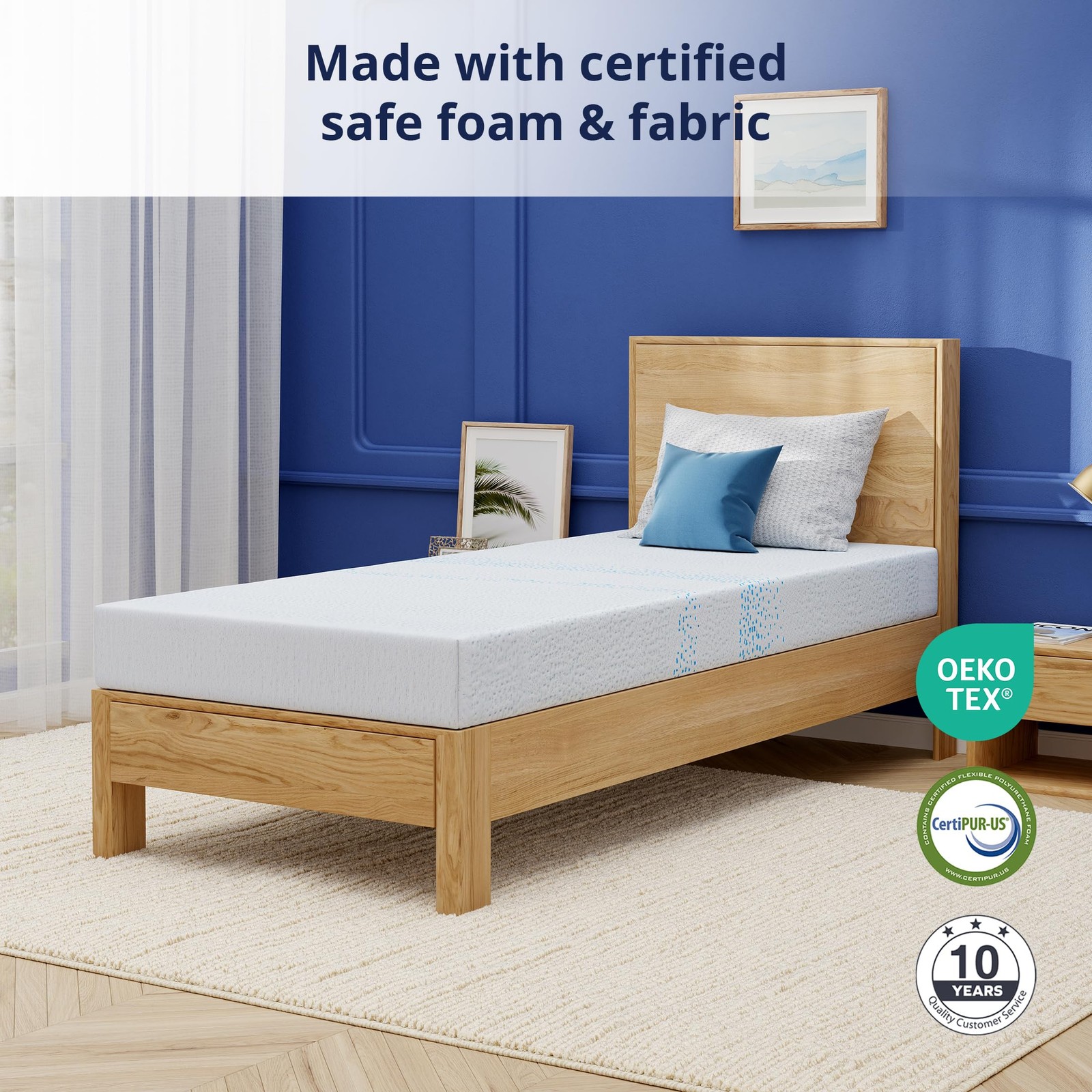 6 Inch Twin Mattress for Kids, Gel Memory Foam with Charcoal, Fiberglass Free…