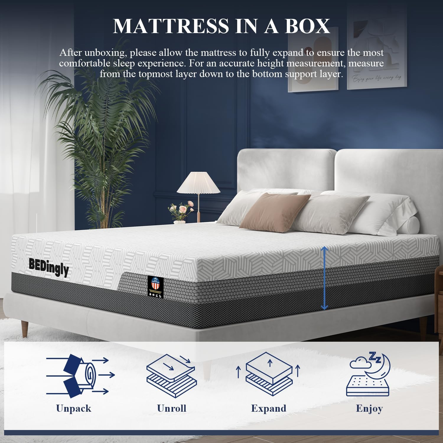 Firm Queen Mattress 14 Inch (Hotel Collection) Luxury Hybrid Queen Size Mattress