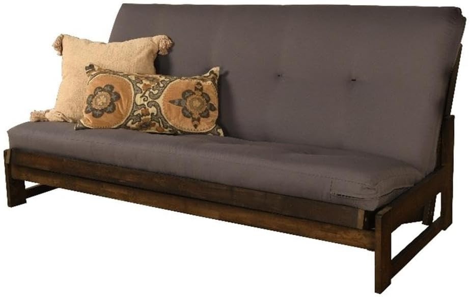 High-Density Fo Full-Size Gray Twill Fabric Futon