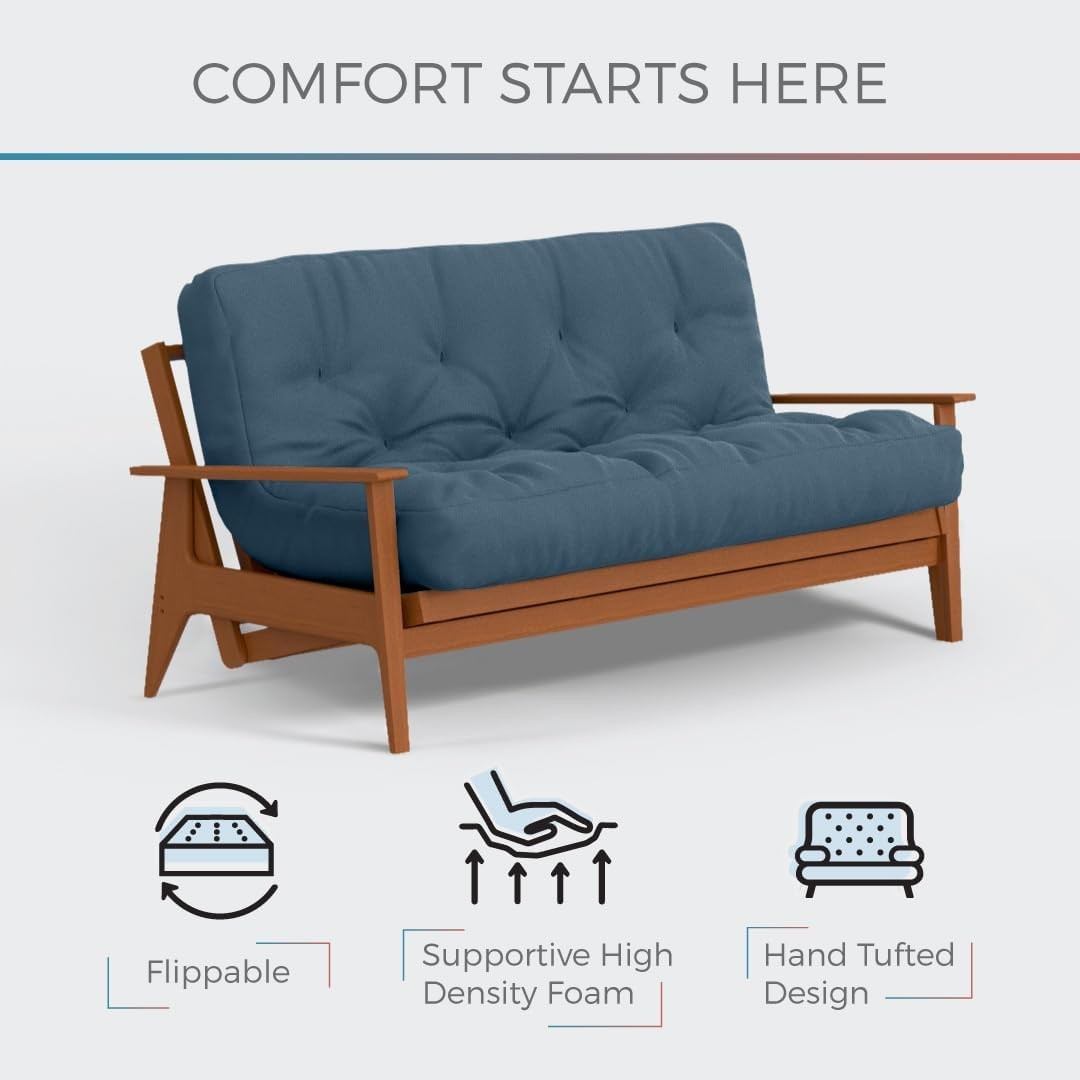 by The Futon Factory | 10 inch Pocket Coil Futon Mattress – Navy Color – Queen
