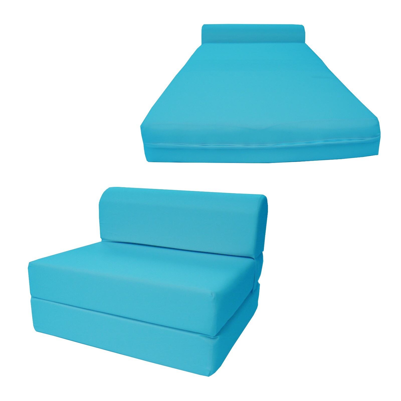 Full Sleeper Chair Folding Foam Beds, Foldable Sofa Couches 6x48x72 Turquoise