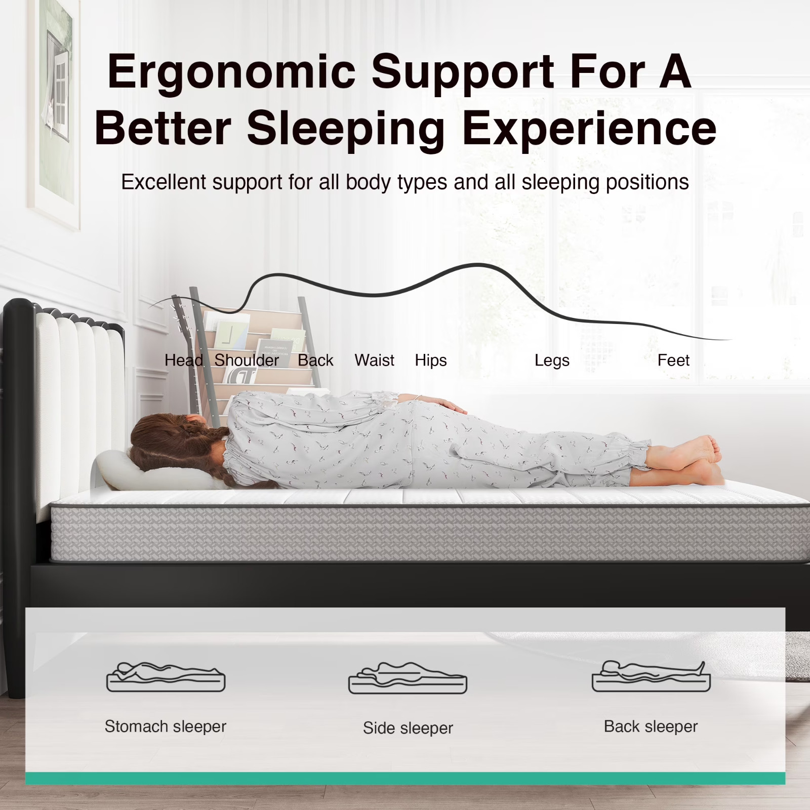 Avenco 8 Inch Twin Mattress CozyNest Medium Support Hybrid Innerspring Bed in Bo