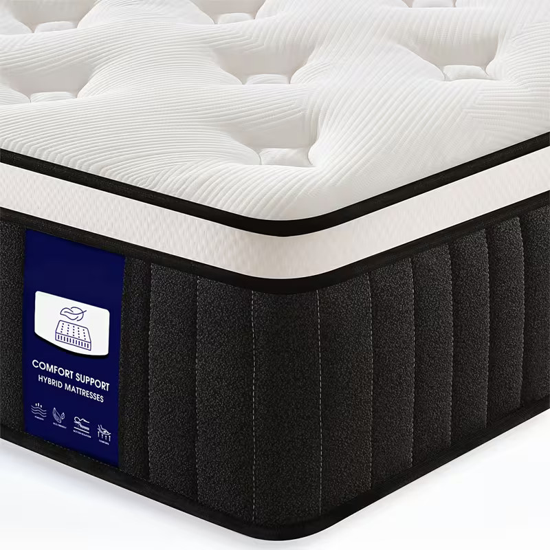 0″ Queen Size Hybrid Mattress with Memory Foam & Individually Wrapped Coils