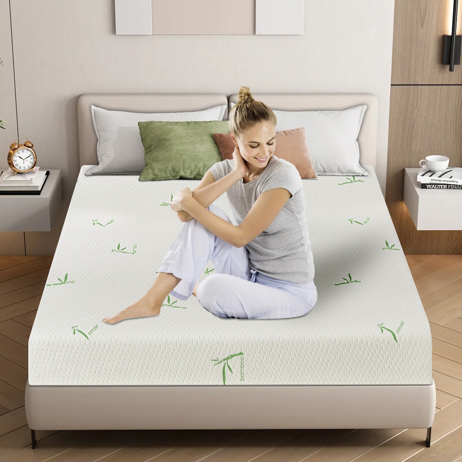 8″ Twin Cooling Gel Memory Foam Mattress with Bamboo Cover for Back Pain Relief