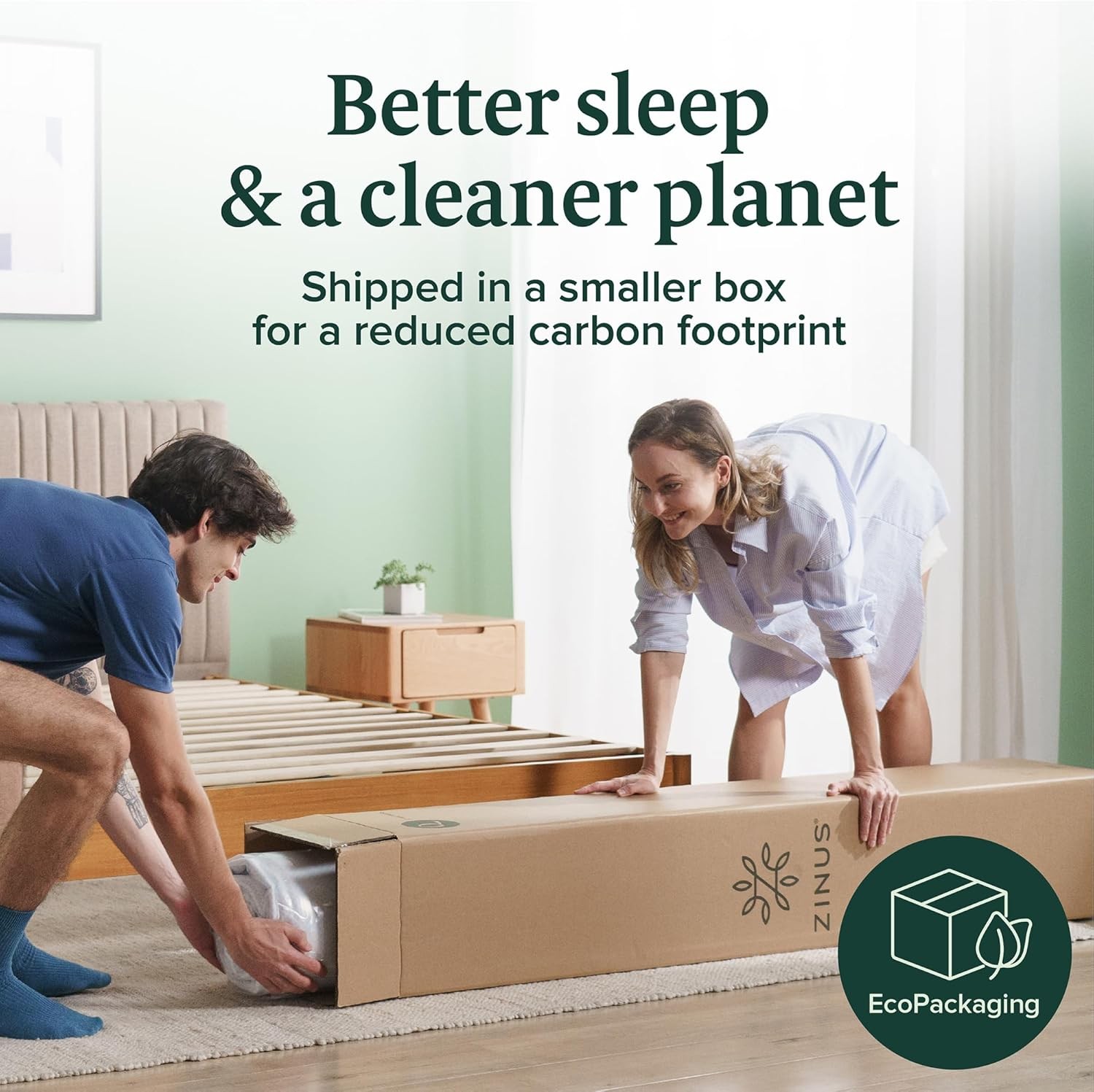 10 Inch Queen Green Tea Memory Foam Mattress [New Version] Fiberglass Free