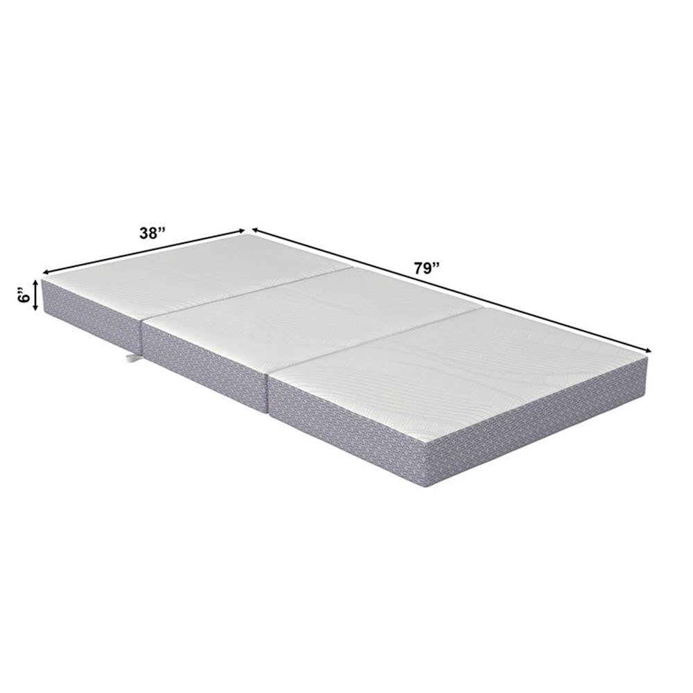 Pemberly Row Twin XL 6″ Memory Foam Folding Mattress in Gray