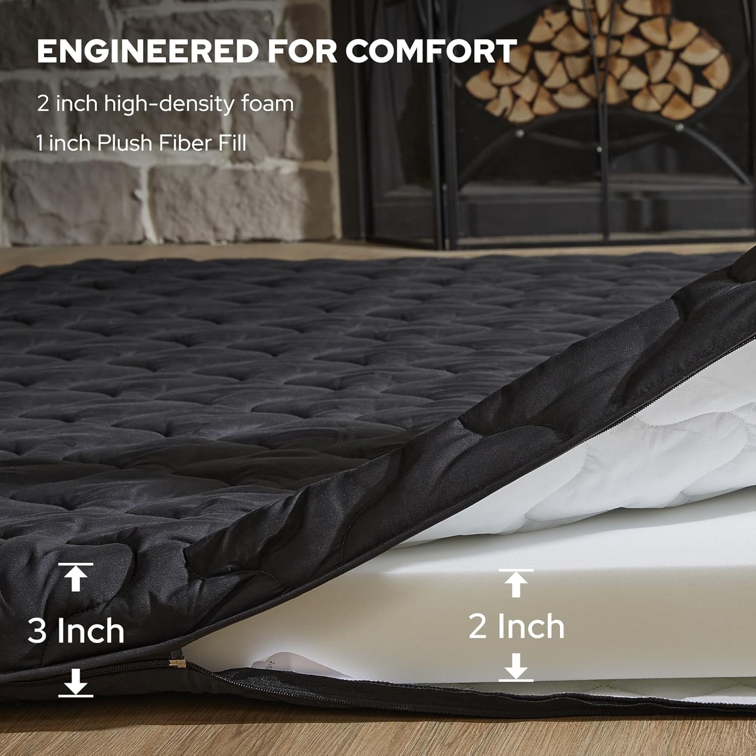 Japanese Floor Mattress, Futon Mattress Queen Size 3″ Thick Portable, Gray