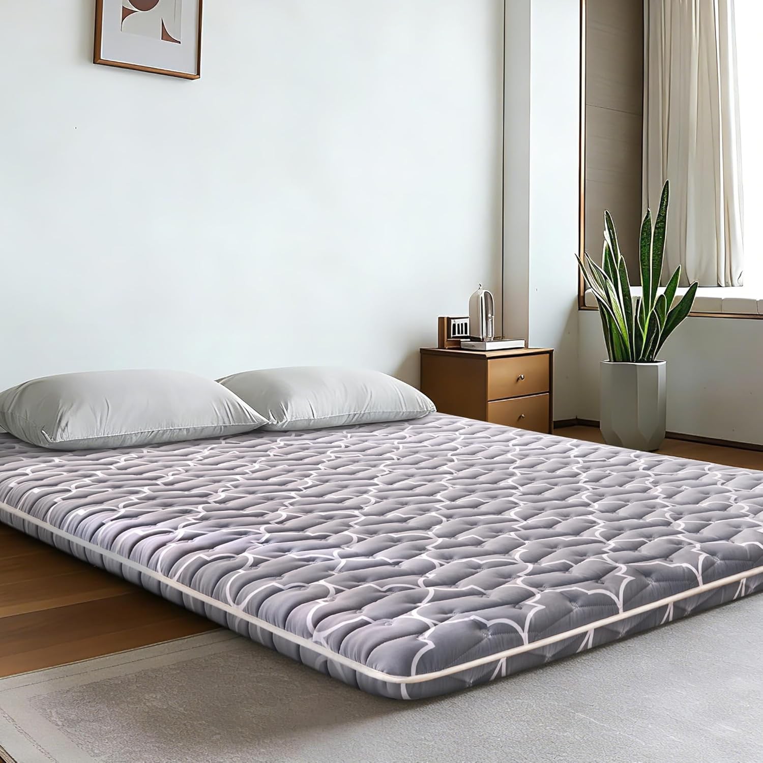 6th Generation Japanese Floor Futon Mattress Extra-Thick 9-Layer Modern Futon W/