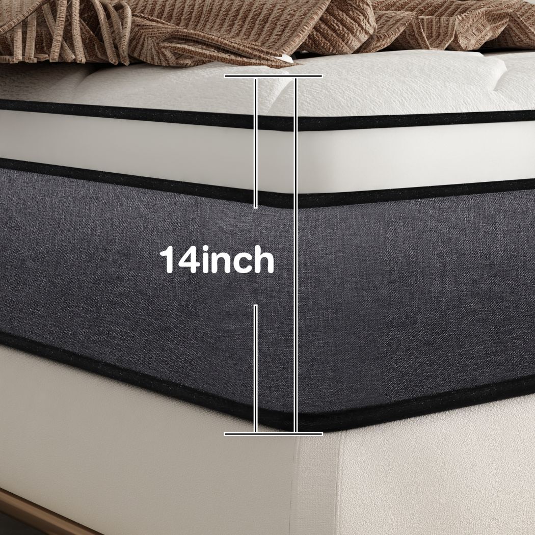 14″ 12″ Mattress in a Box Memory Foam Hybrid Spring Twin Full Queen King Size