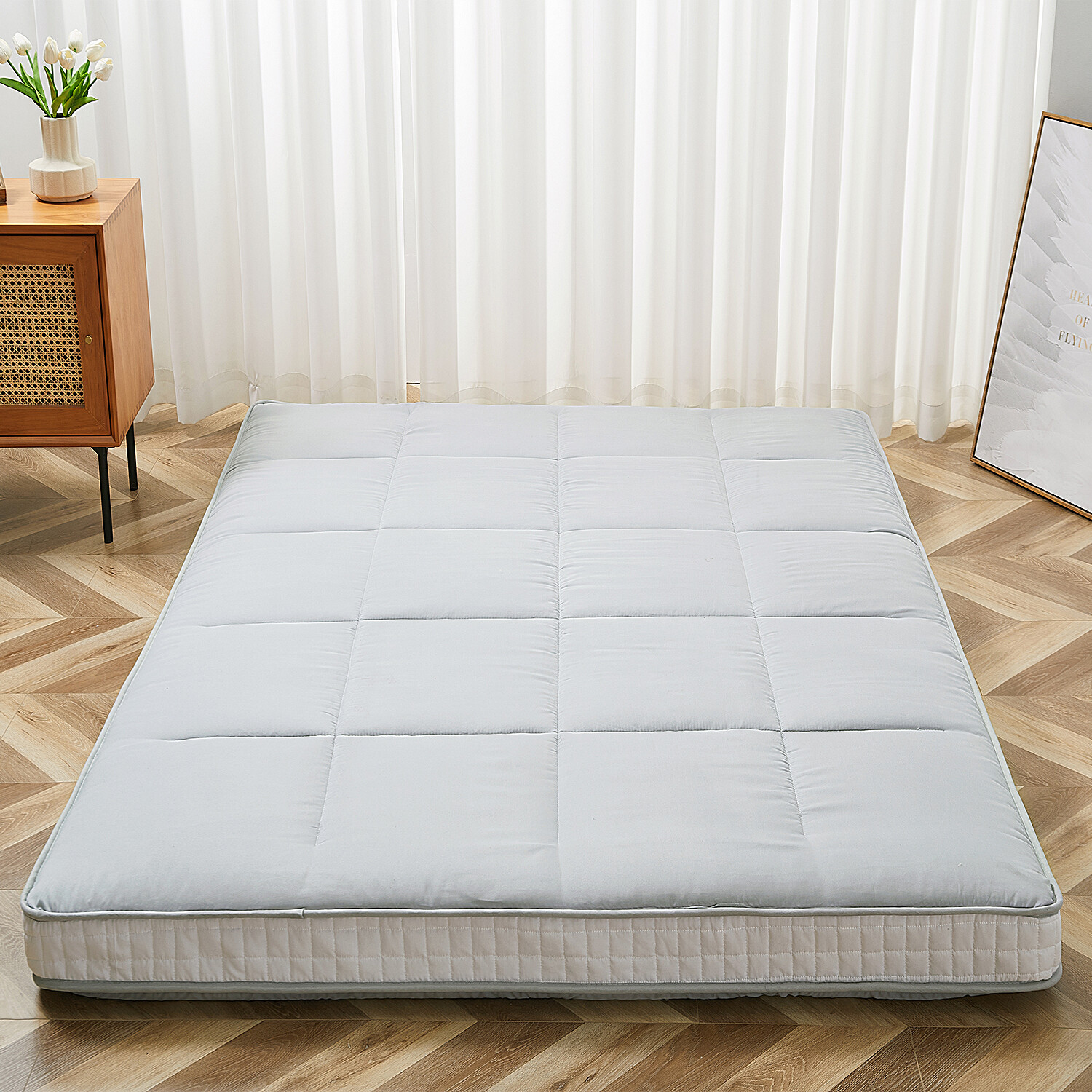 MOPHOTO Floor Mattress Japanese Futon Mat Tatami Floor Mattress Cover Gery Black