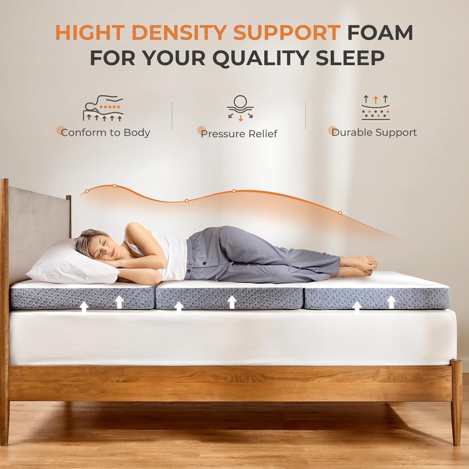 Tri-Folding Mattress – 4″ Portable Twin Mattress for RV, Camping & Guests