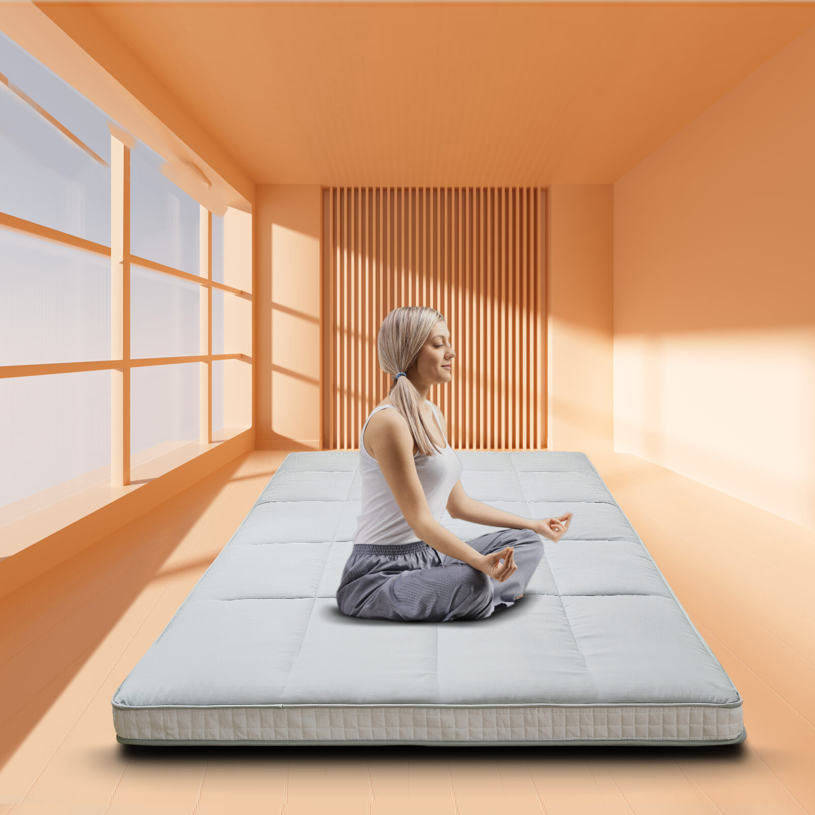MOPHOTO Floor Mattress Japanese Futon Mat Tatami Floor Mattress Cover Gery Black