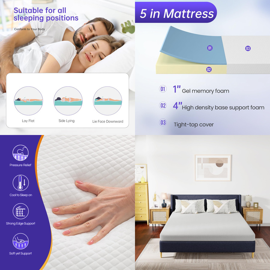 CALIFORNIA KING Cooling Gel Memory Foam Bed Mattress NO BACK PAIN Cal ON SALE 5″