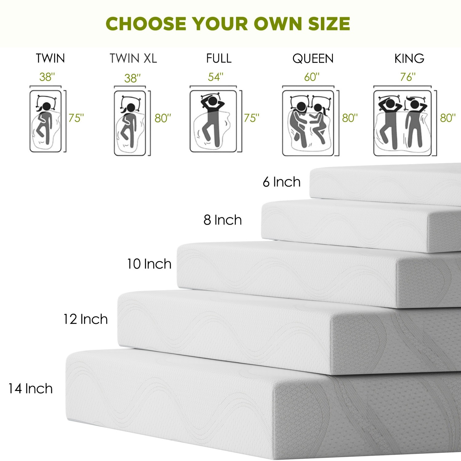 14Inch King Size Cooling Gel Memory Foam Mattress CertiPUR-US Certified White