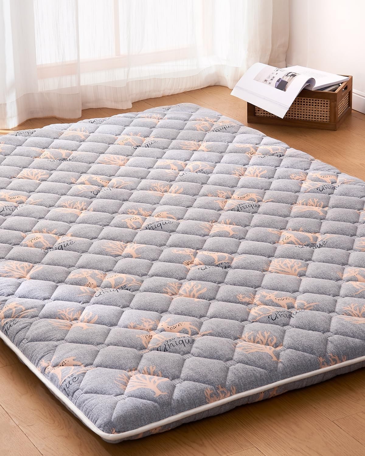 6th Generation Japanese Floor Futon Mattress Extra-Thick 9-Layer Modern Futon W/