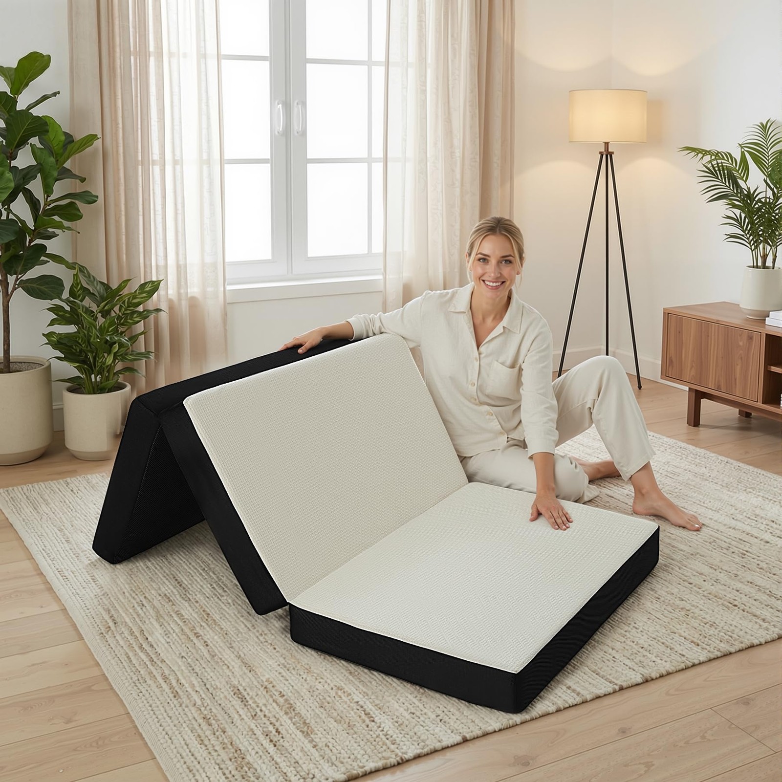 Foldable Mattress Twin XL, Memory Foam Tri Fold Mattress with Removable Washa…