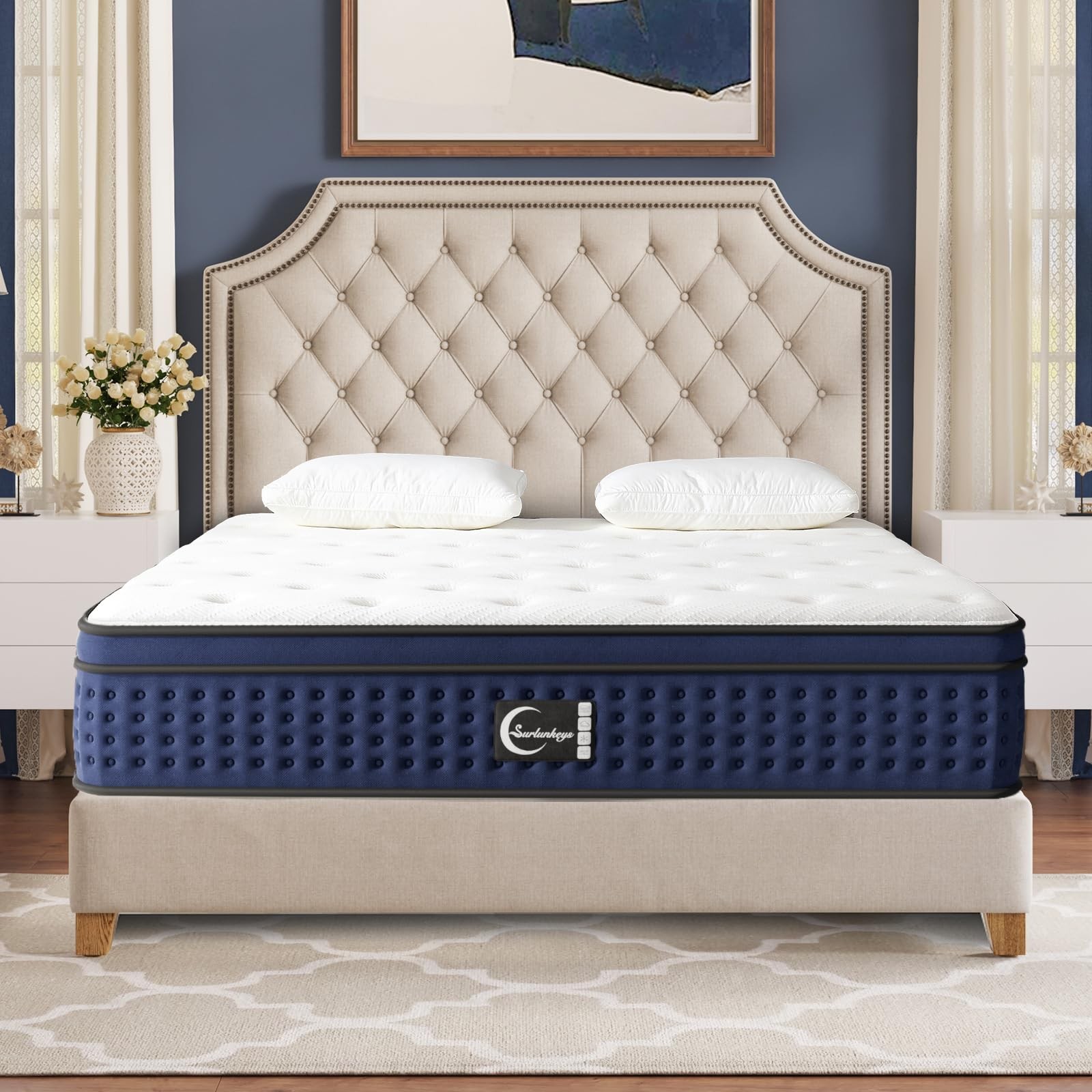 Memory Foam Hybrid Mattress – 14 Inch Queen Size Mattress with Innerspring fo…
