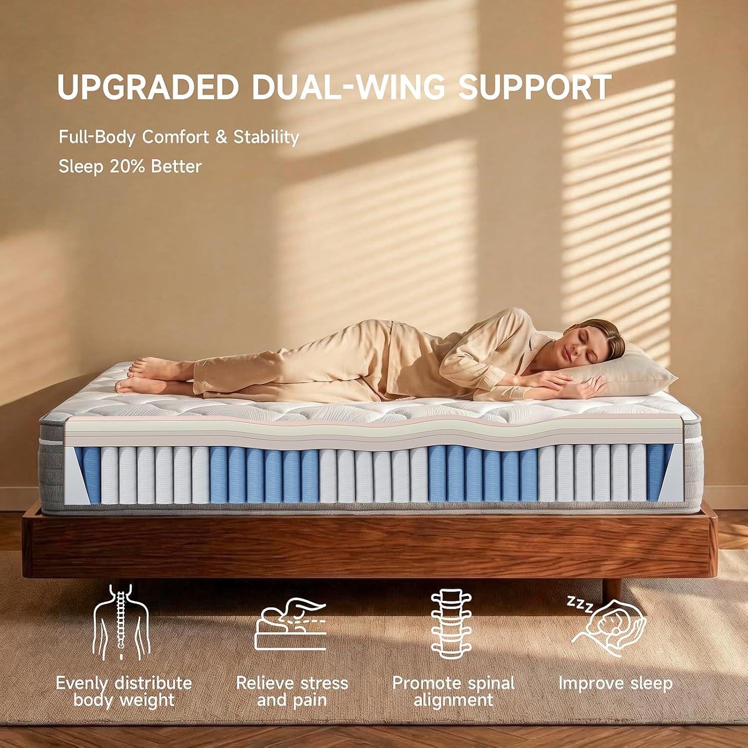 Queen Mattress 14 Inch,Queen Size Mattresses in a Box,Memory Foam Hybrid Mattres