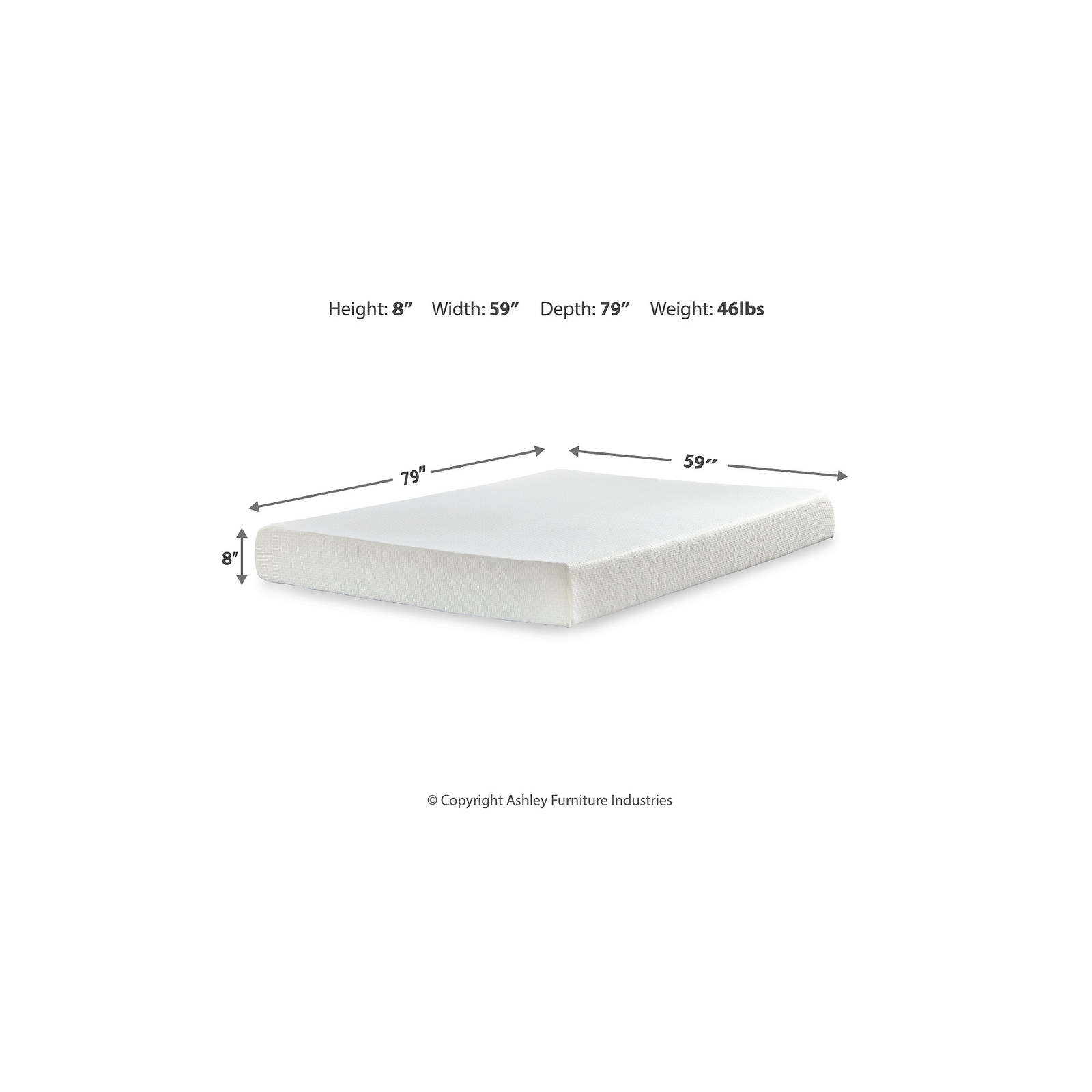 Signature Design by Ashley Chime 8 Inch Memory Foam Queen Mattress in a Box Wh