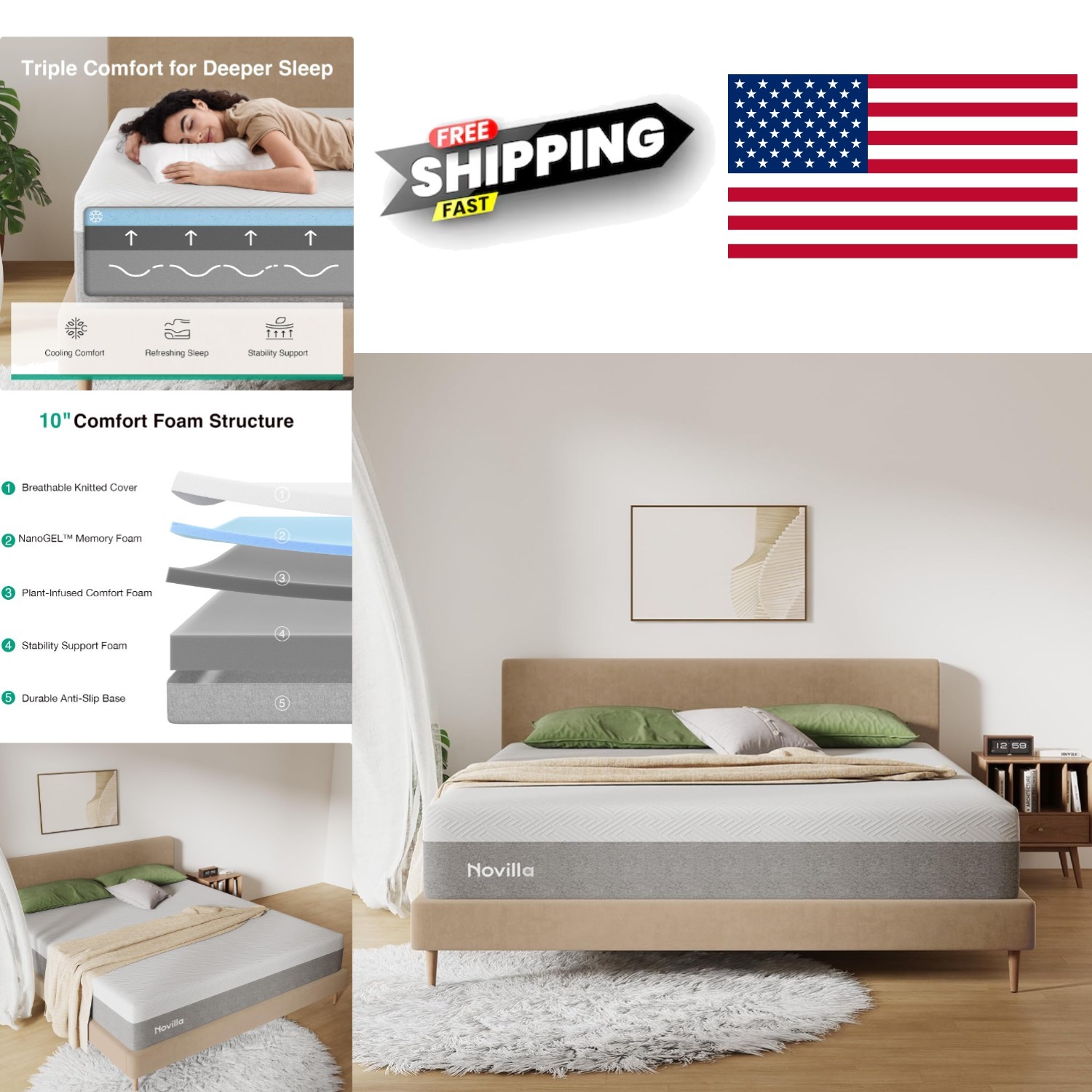 Medium Plush King Mattress 10 Inch Thick with Pressure Relief Technology