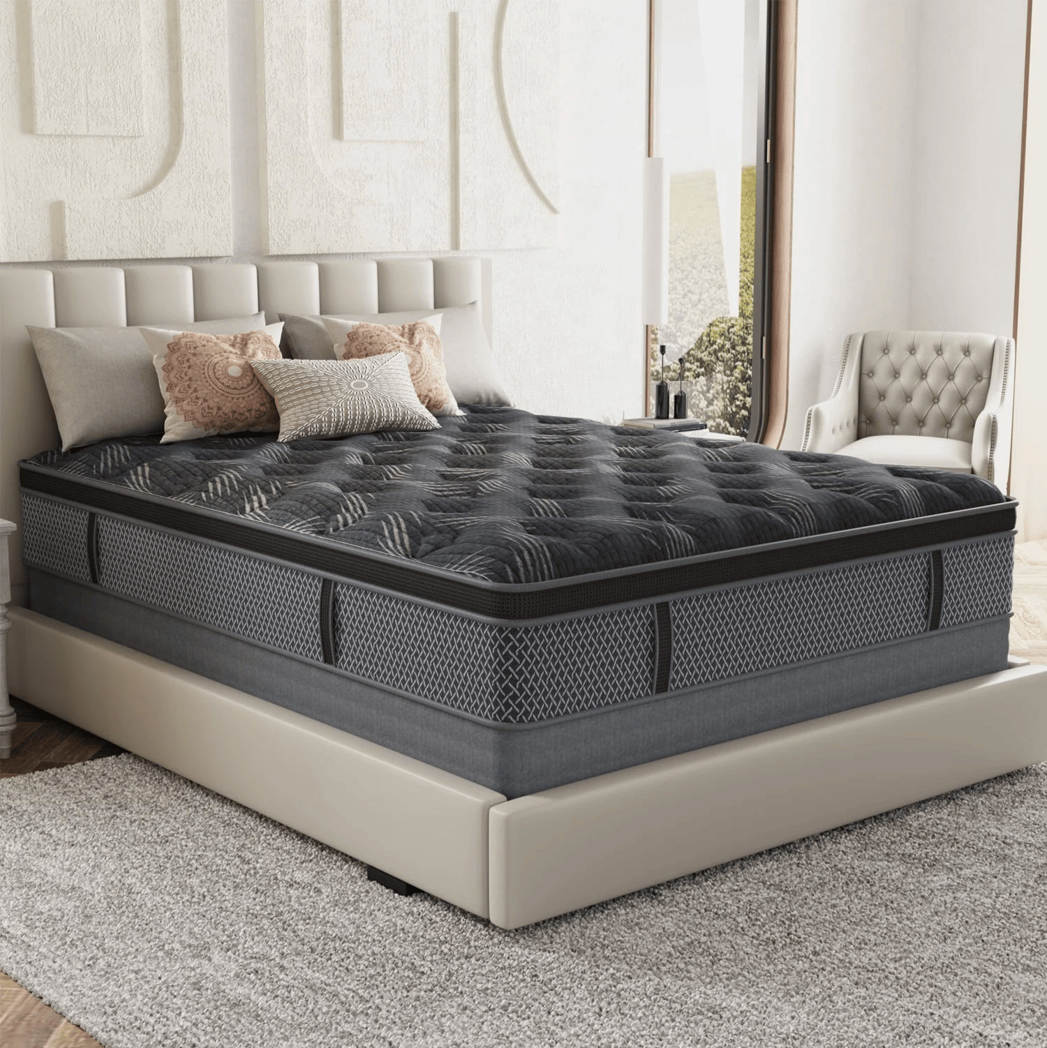 Behost KSBLT02-QUEEN Pillow Top Queen Mattress, 10inch Hybrid Innerspring Double