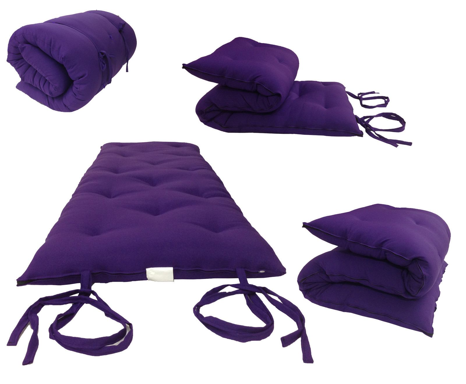 Purple Queen Size 3x60x80 Traditional Japanese Floor Rolling Futon Mattress Bed