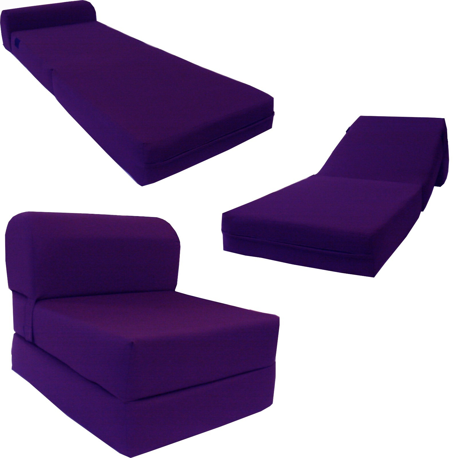 Portable Sleeper Chair Folding Foam Beds, Sofa, Couches 6x24x70 Purple
