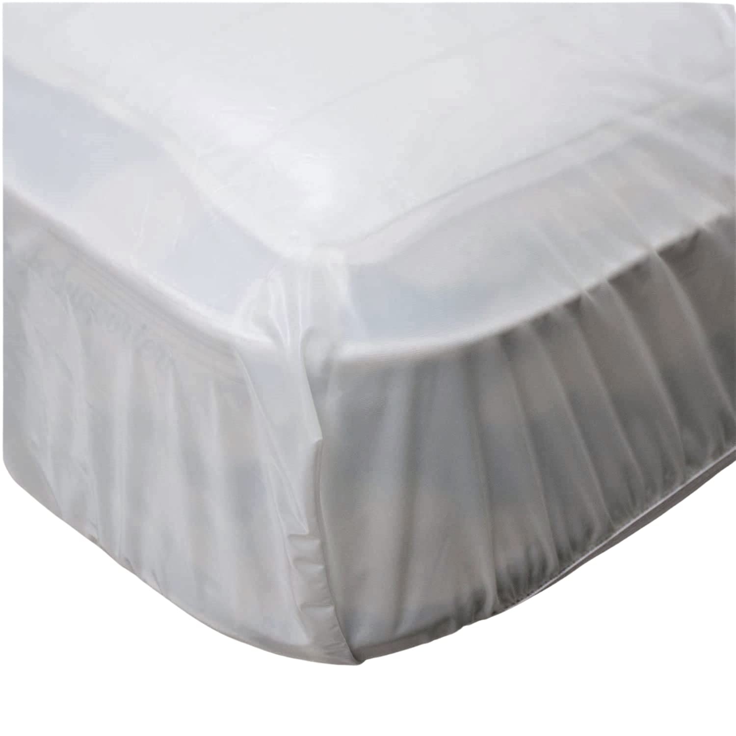 Vinyl Plastic Mattress Protector Fitted Twin 76″ x 39″ x 11.5″ Deep, White