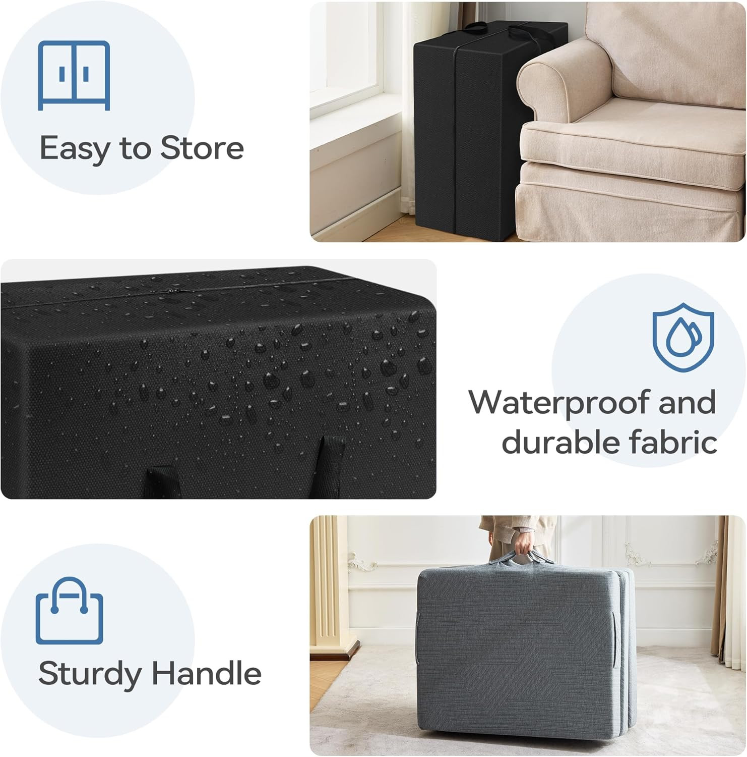 Queen Size Memory Foam Tri-Fold Mat – Portable, Washable & Lightweight