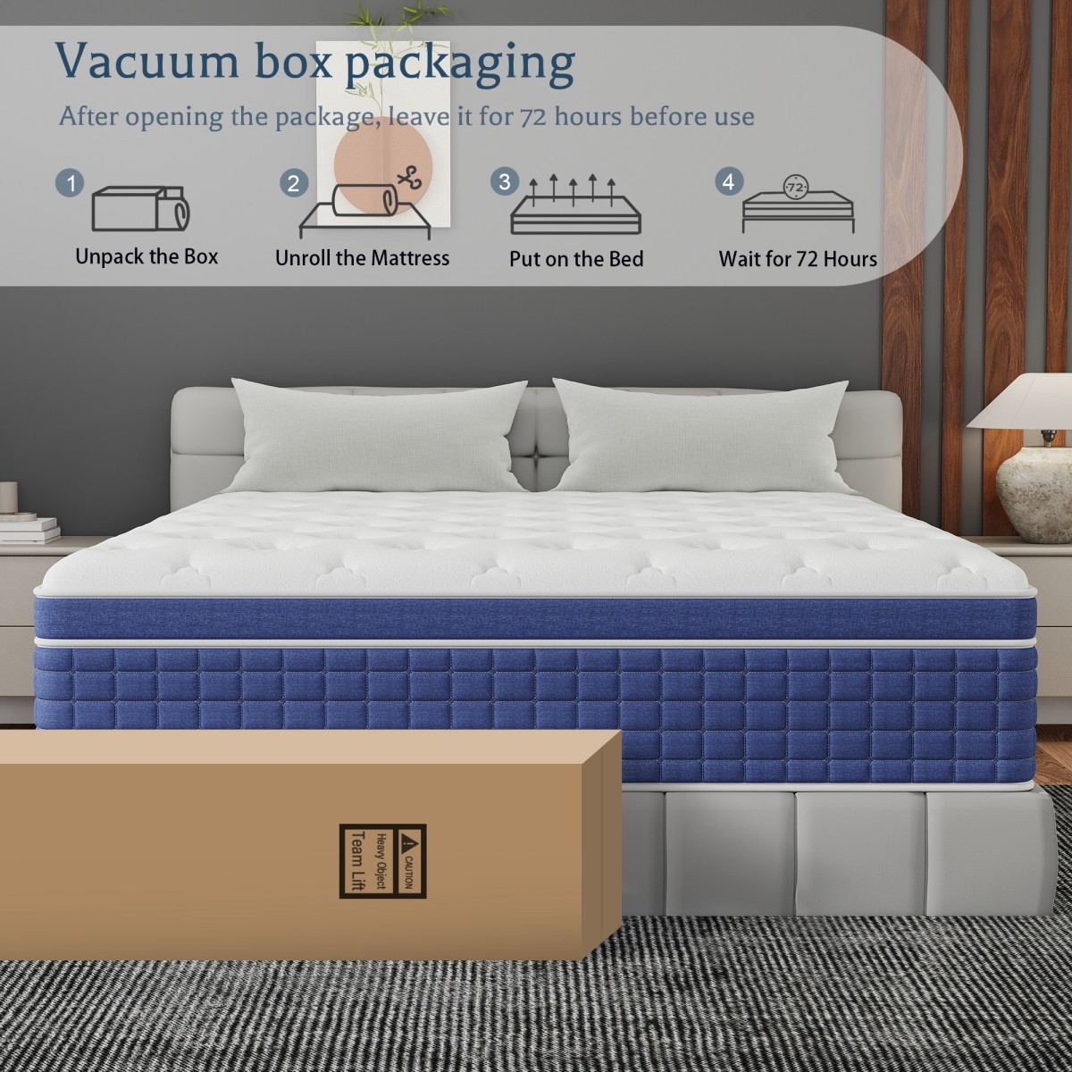 12″ 14″ Mattress in a Box Twin Full Queen King Hybrid Spring Gel Memory Foam