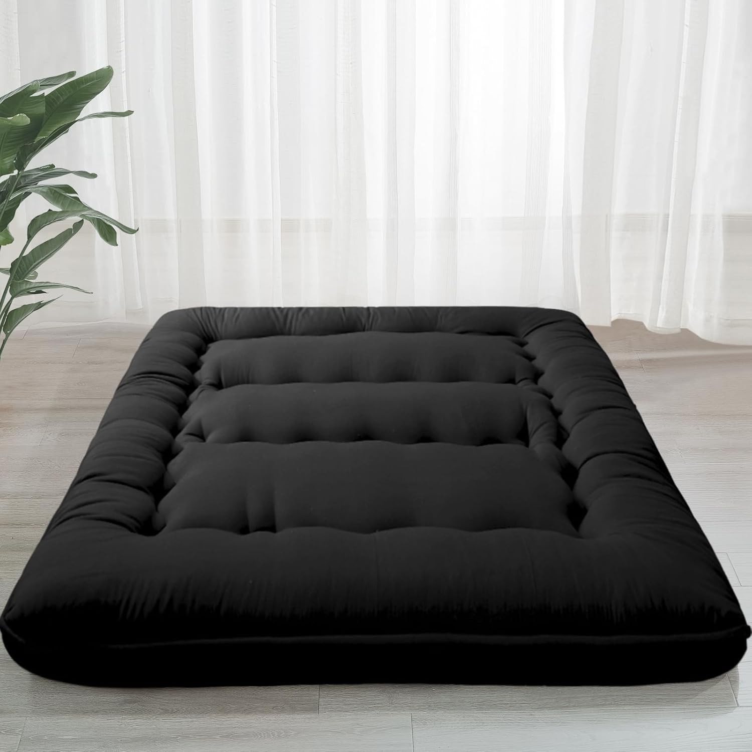 Twin Floor Mattress 6in Thick Foldable Tatami Black