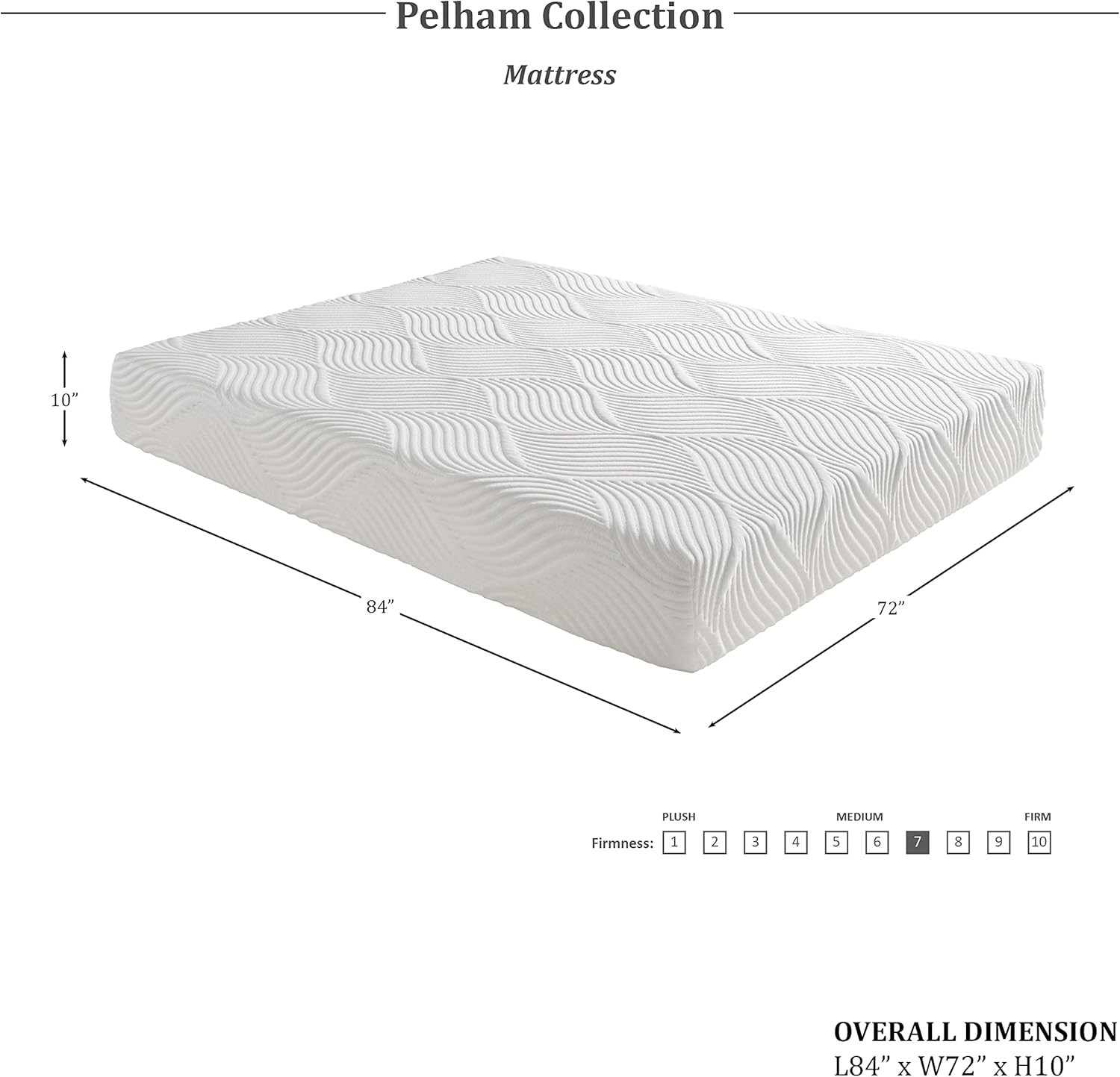 Pelham 10″ Gel-Infused Memory Foam Mattress, Cal King, Medium Firm, Soft Cover