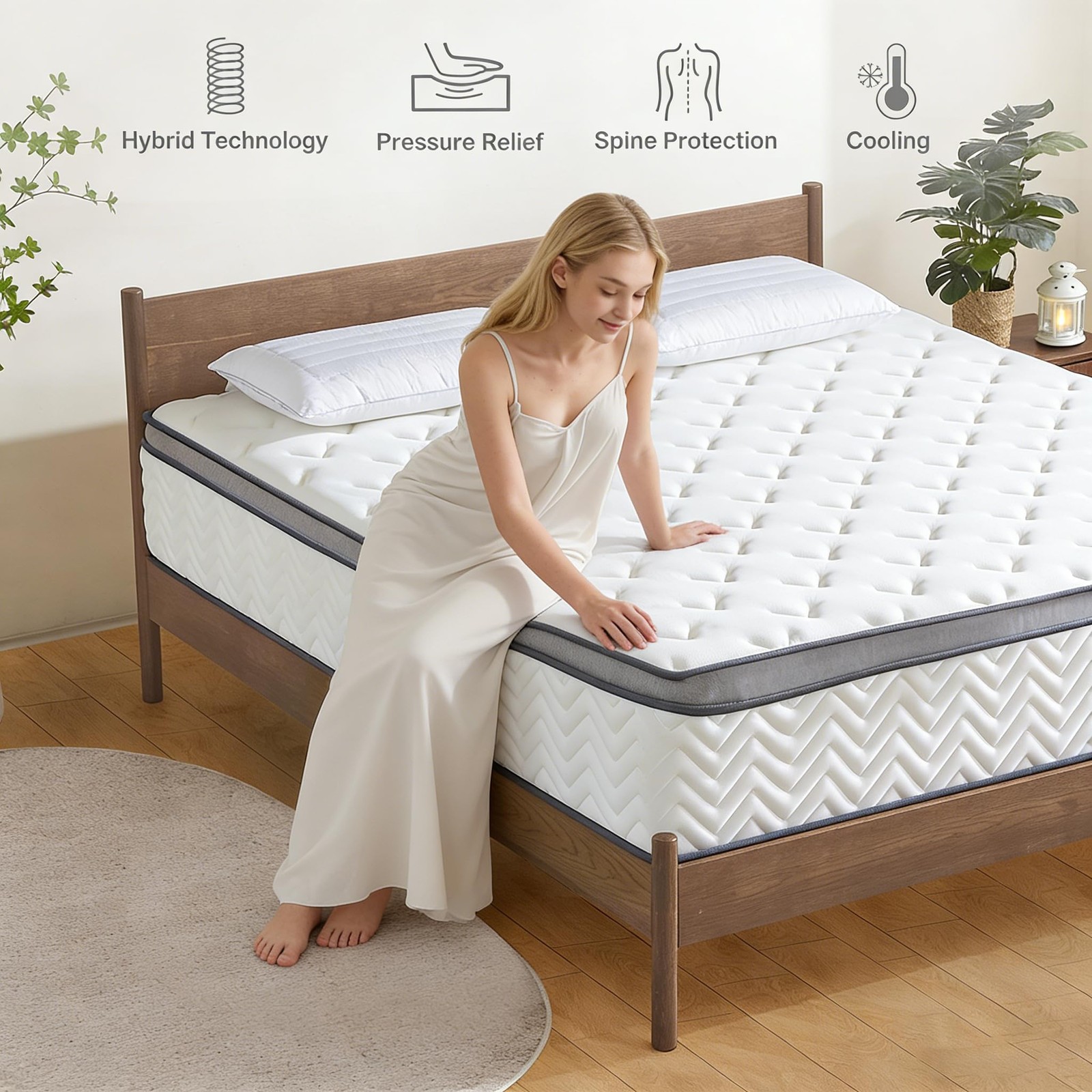 Queen Mattress,12 Inch Medium Firm Hybrid Queen size Bed Mattress, Memory Foa…