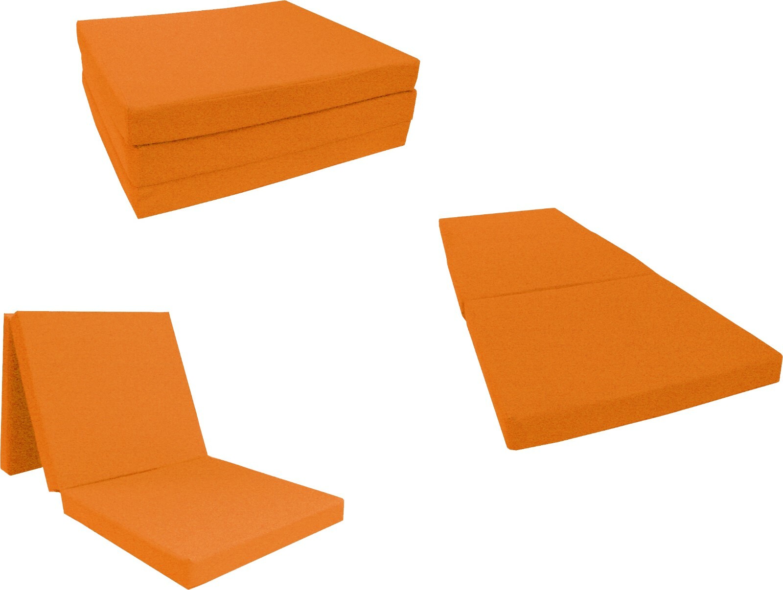 Shikibuton Trifold Foam Beds, Sleeper Folding Mats, 1.8 Density 3x27x75 Orange