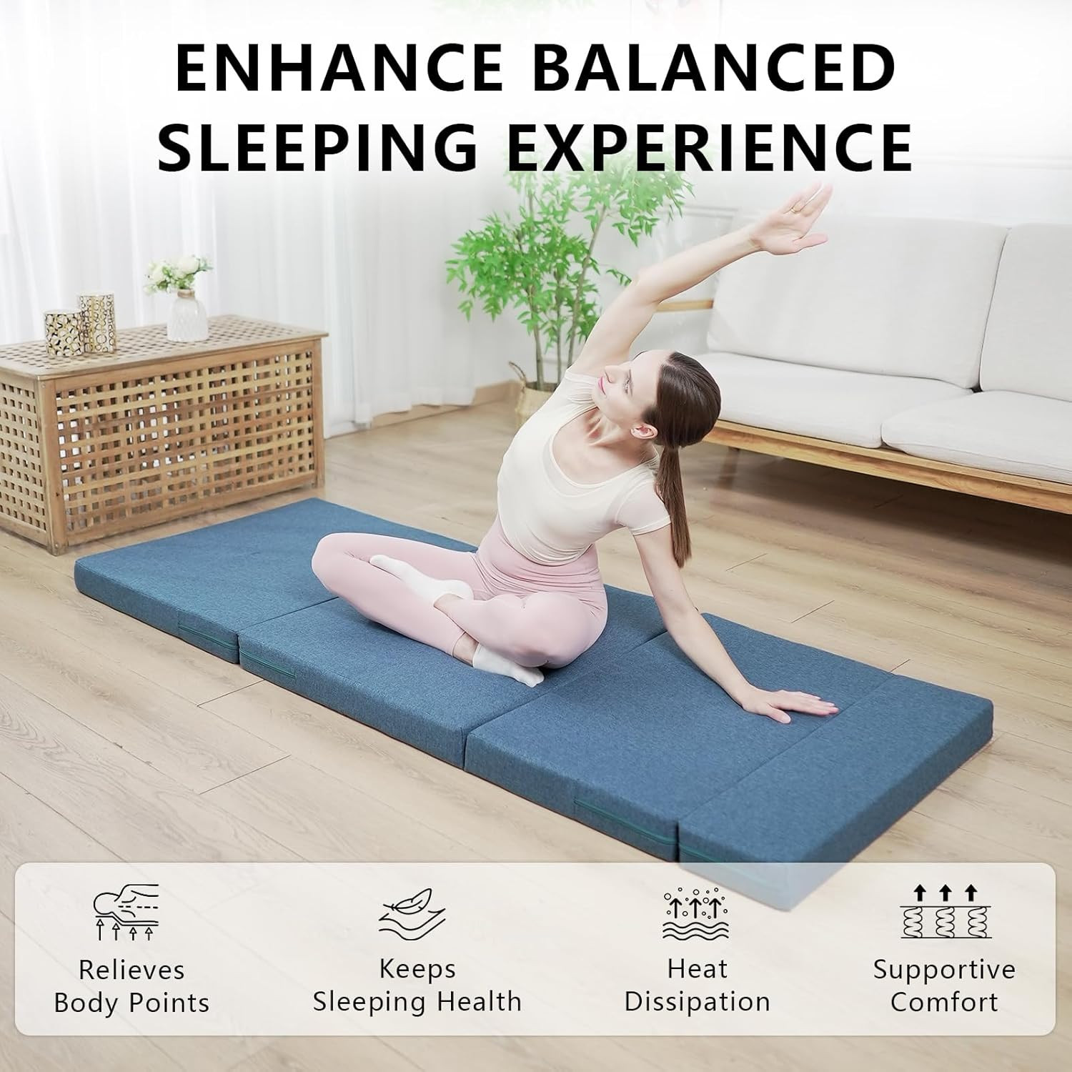 Portable Twin Folding Mattress – 3″ Thick Foam Floor Bed for Camping & Travel
