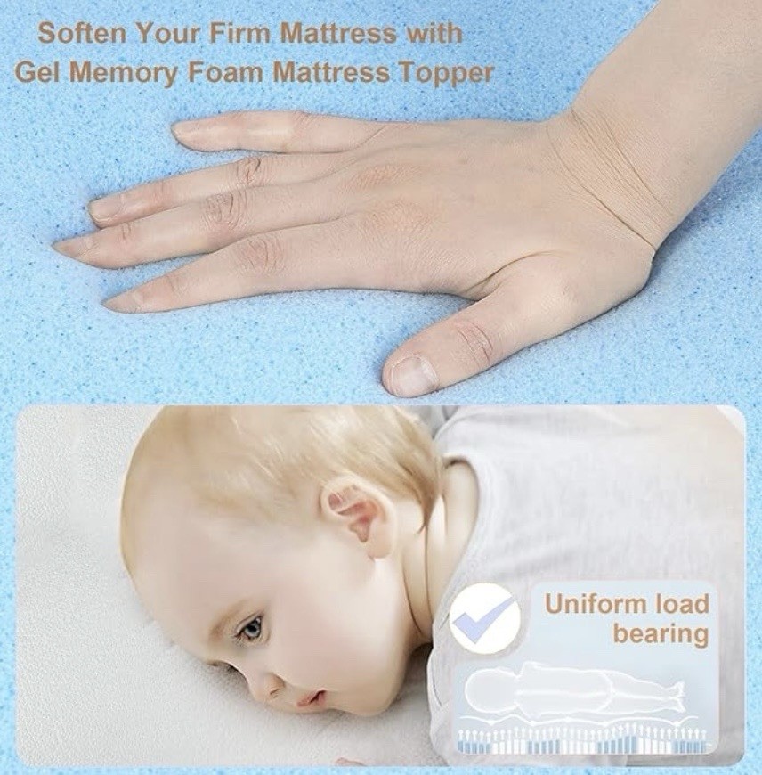 Neoborn Baby Bassinet Mattress Topper-30″ x 18″ x 2″ Dual Sided Gel Memory NIB!