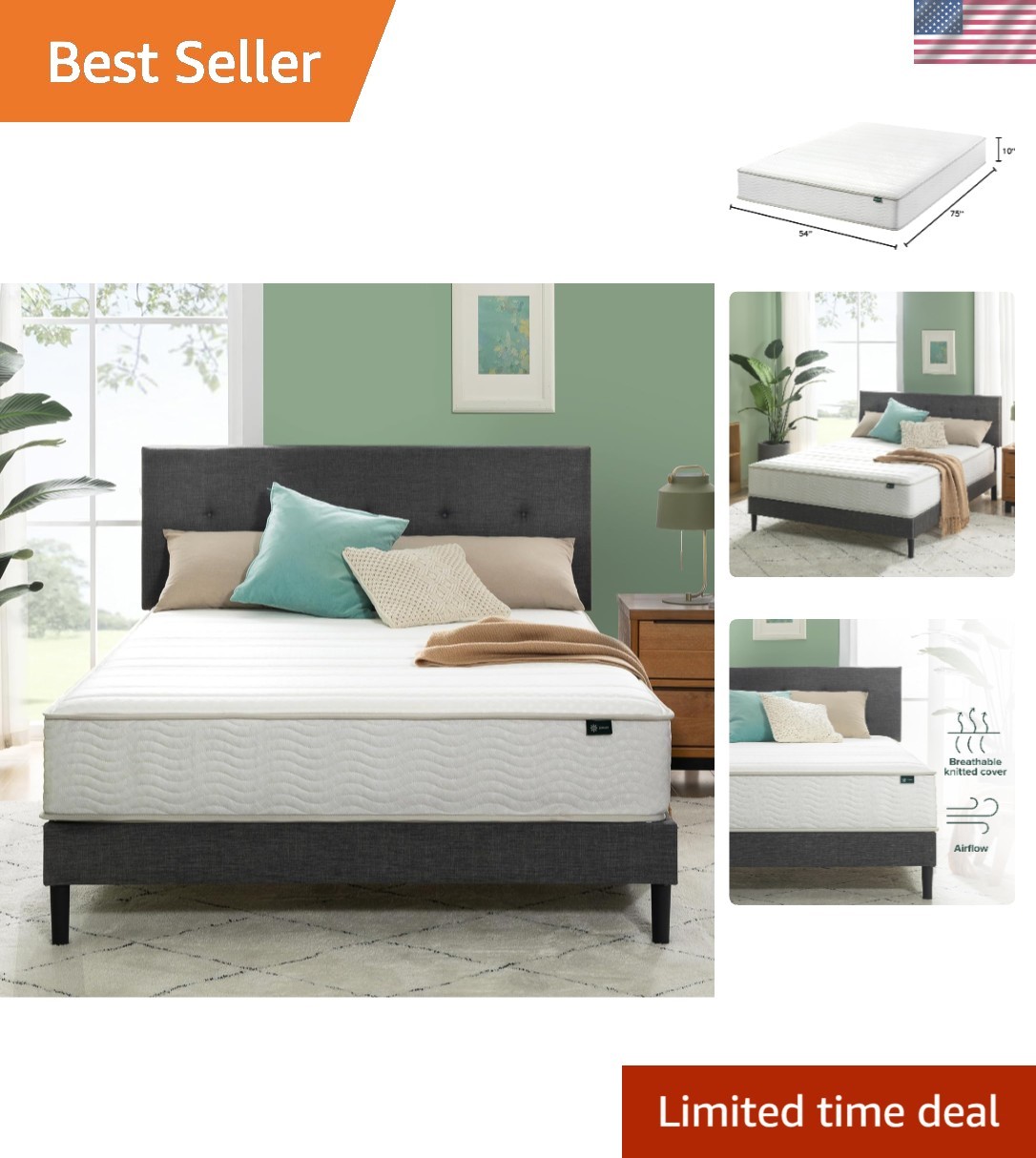 10 Inch Foam and Spring Hybrid Mattress [New Version], Full, Fiberglass Free,…