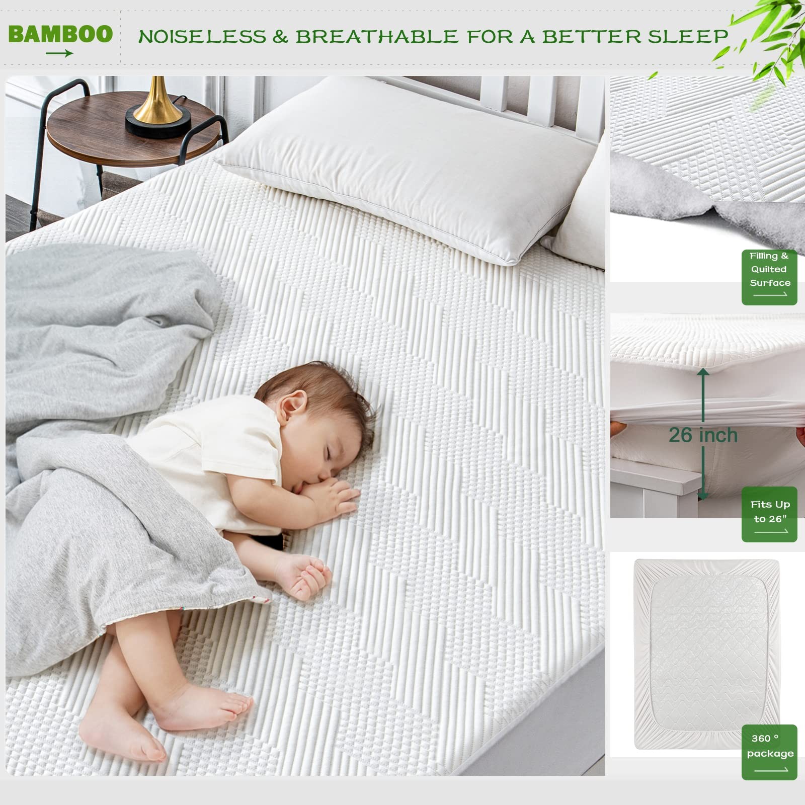 GRT Waterproof California King Mattress Protector King, White