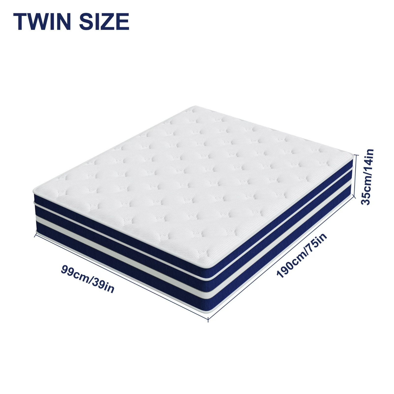 14″ Twin/Full/Queen/King Gel Memory Foam &Spring Hybrid Mattress Bed In a Box