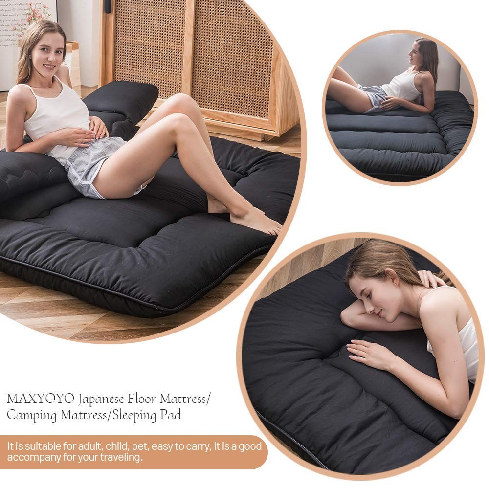 Japanese Floor Mattress Futon Mattress, 4″ Thicken Tatami Mat Sleeping Pad Fo…