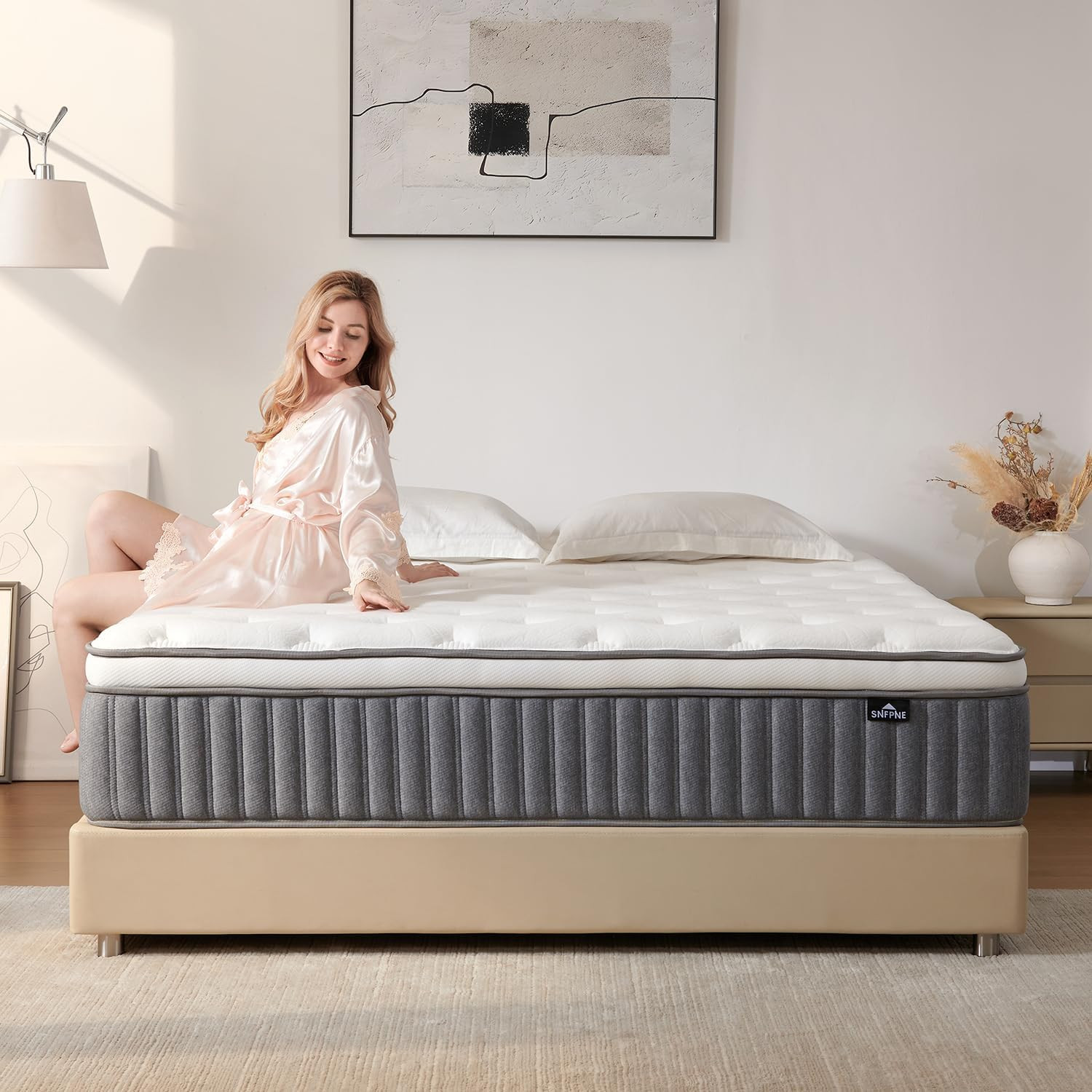 14″ Queen Hybrid Mattress, Medium Firm, Pocket Springs, CertiPUR-US, Fiberglass