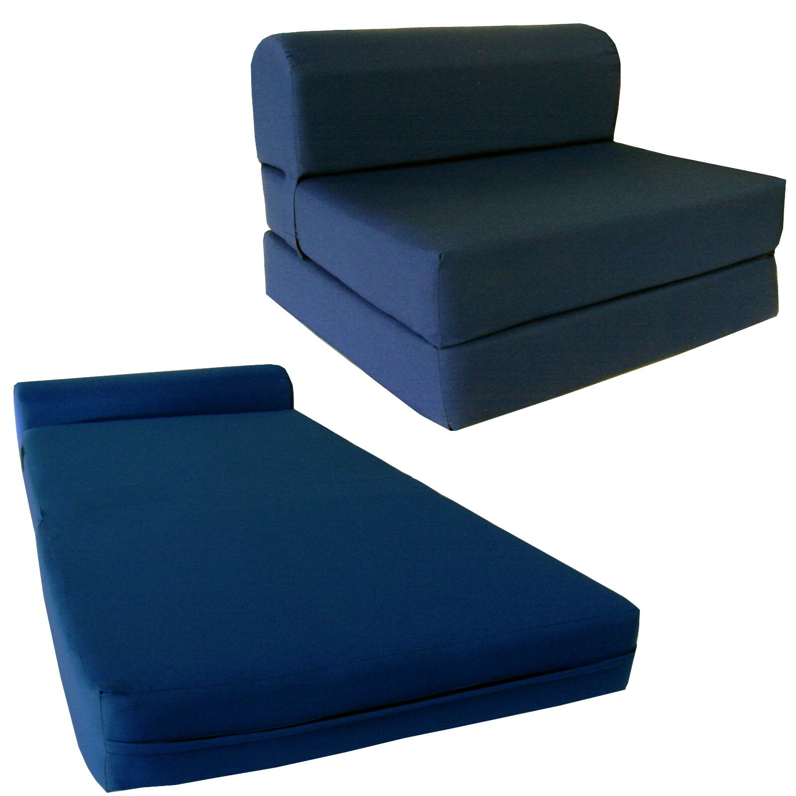 Full Sleeper Chair Folding Foam Beds, Foldable Sofa Couches 6x48x72 Navy Blue