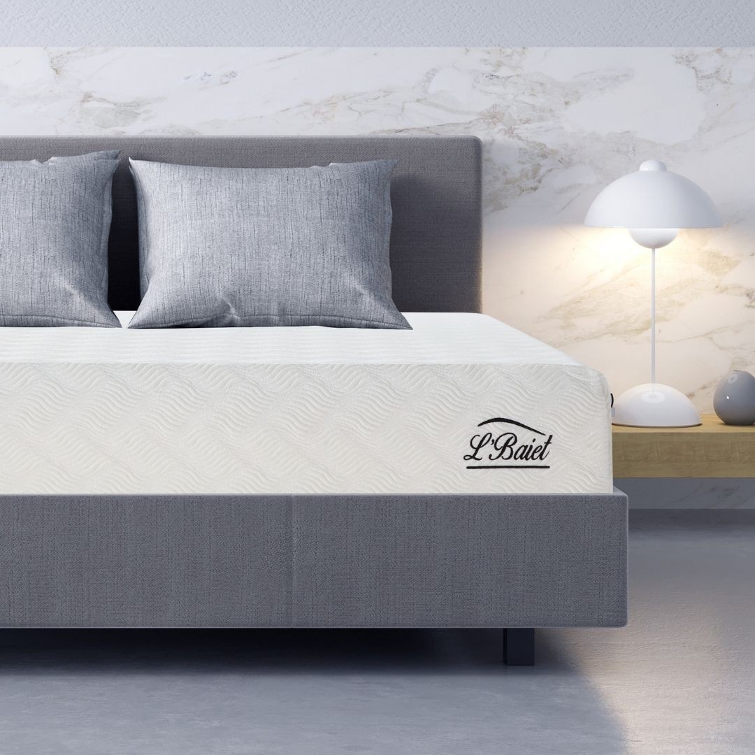 L’Baiet 6″ Bed in a Box Medium Firm Gel Memory Foam King Size Mattress in White