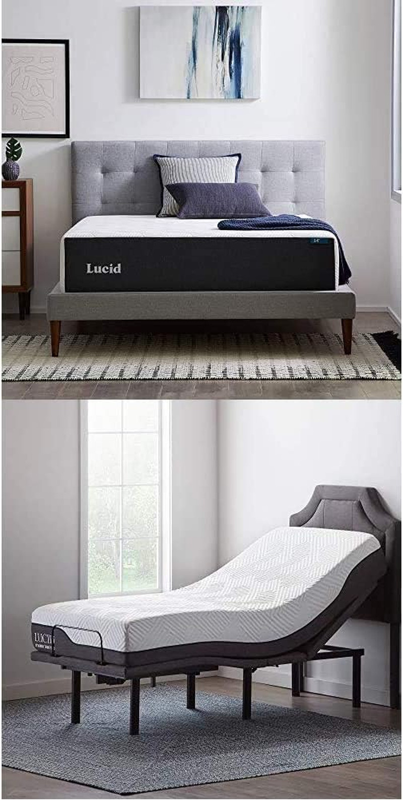14″ Split King Adjustable Bed with Medium Gel Memory Foam & Charcoal Bamboo