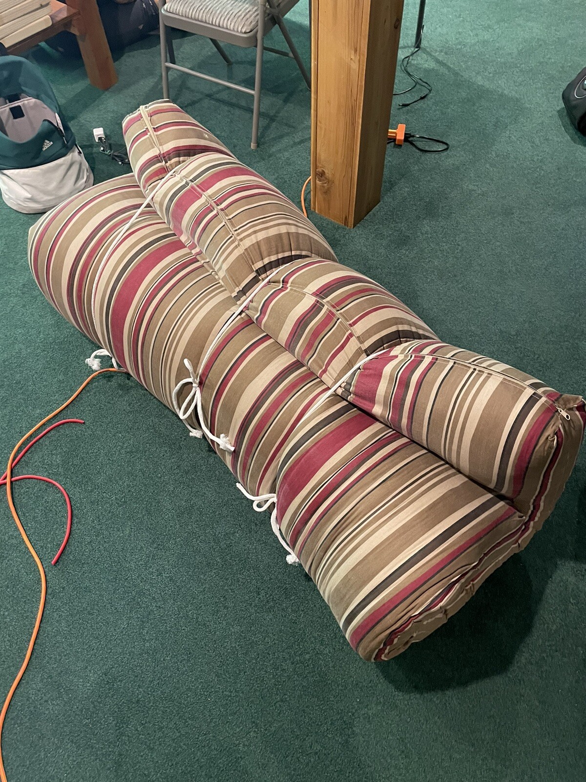 8” Futon Mattress Burgundy & Tan Striped