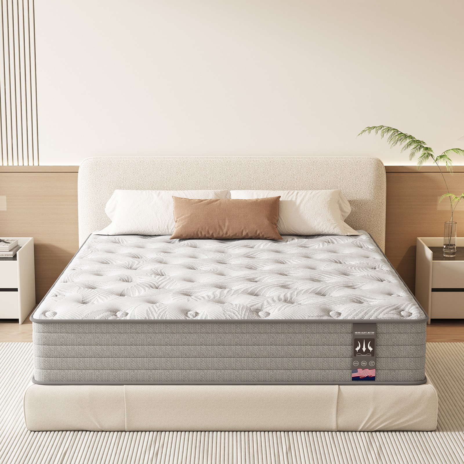 Queen Hybrid Mattress 12″ Gel Memory Foam & Pocket Spring in a Box Edge Support