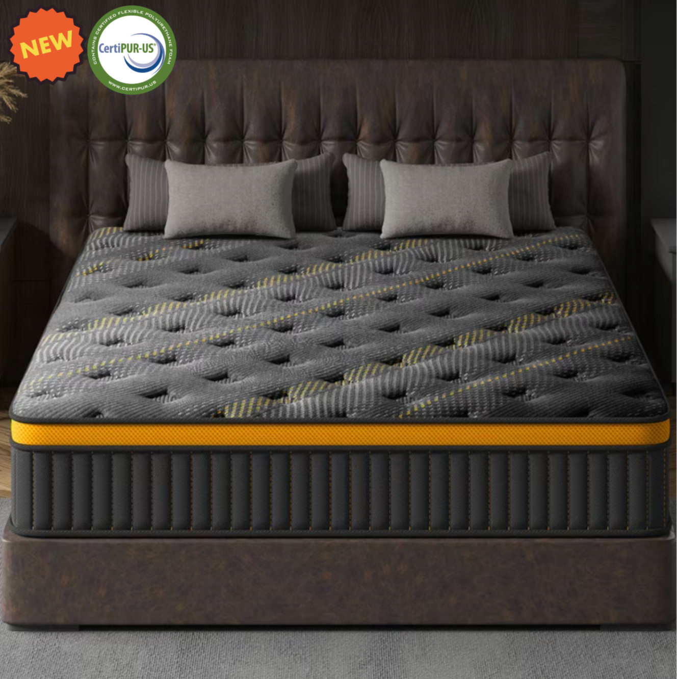12″ Queen Hybrid Mattress Box Fiberglass Free 5-Zone Gel Foam CertiPUR Colchón