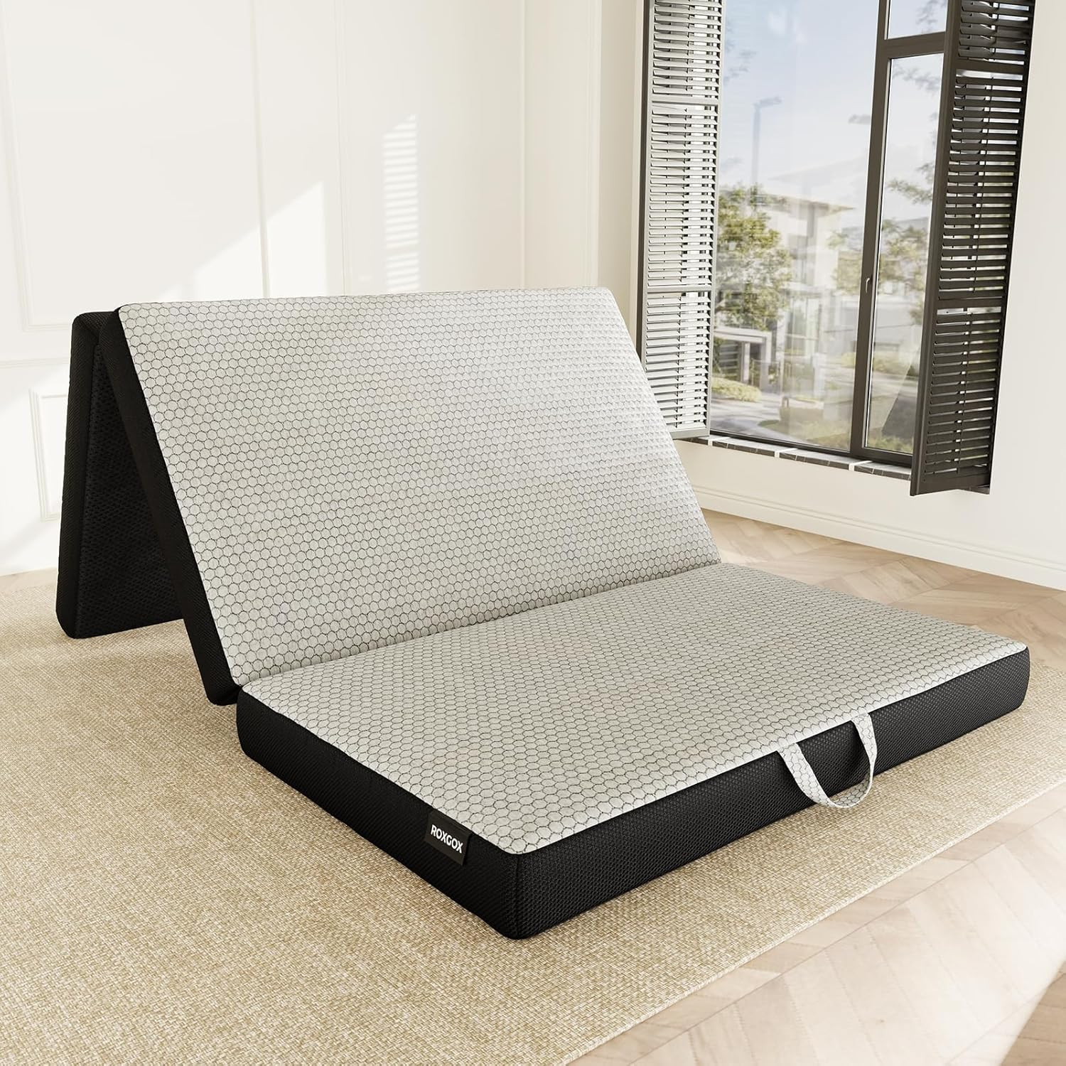 Memory Foam Trifold Mattress, Twin Portable Floor Bed 4 Inch, Foldable Mat with