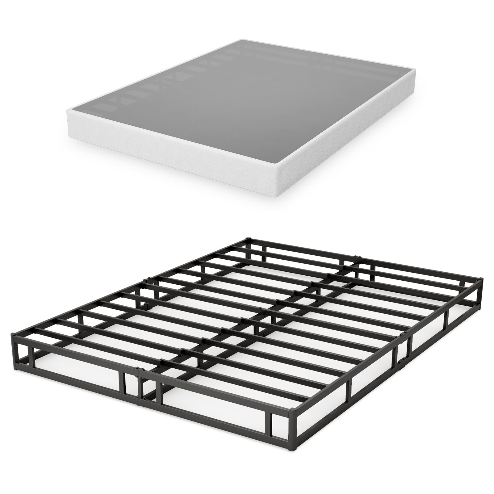 GRUSIGN 7 Inch Box Spring for Queen Bed, Quick Assembly Queen, Black