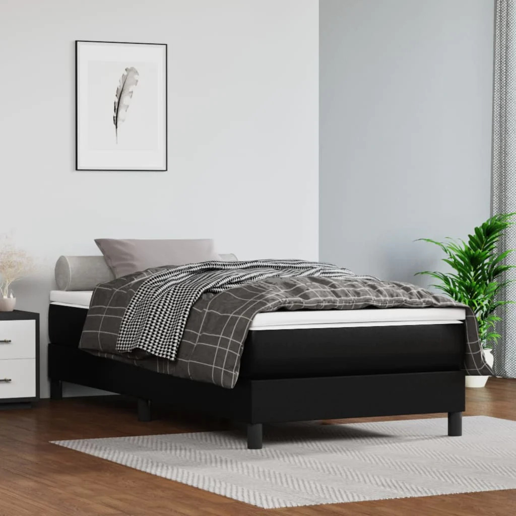 NNEVL Pocket Spring Bed Mattress Black 107x203x20 cm Super Single Faux Leather